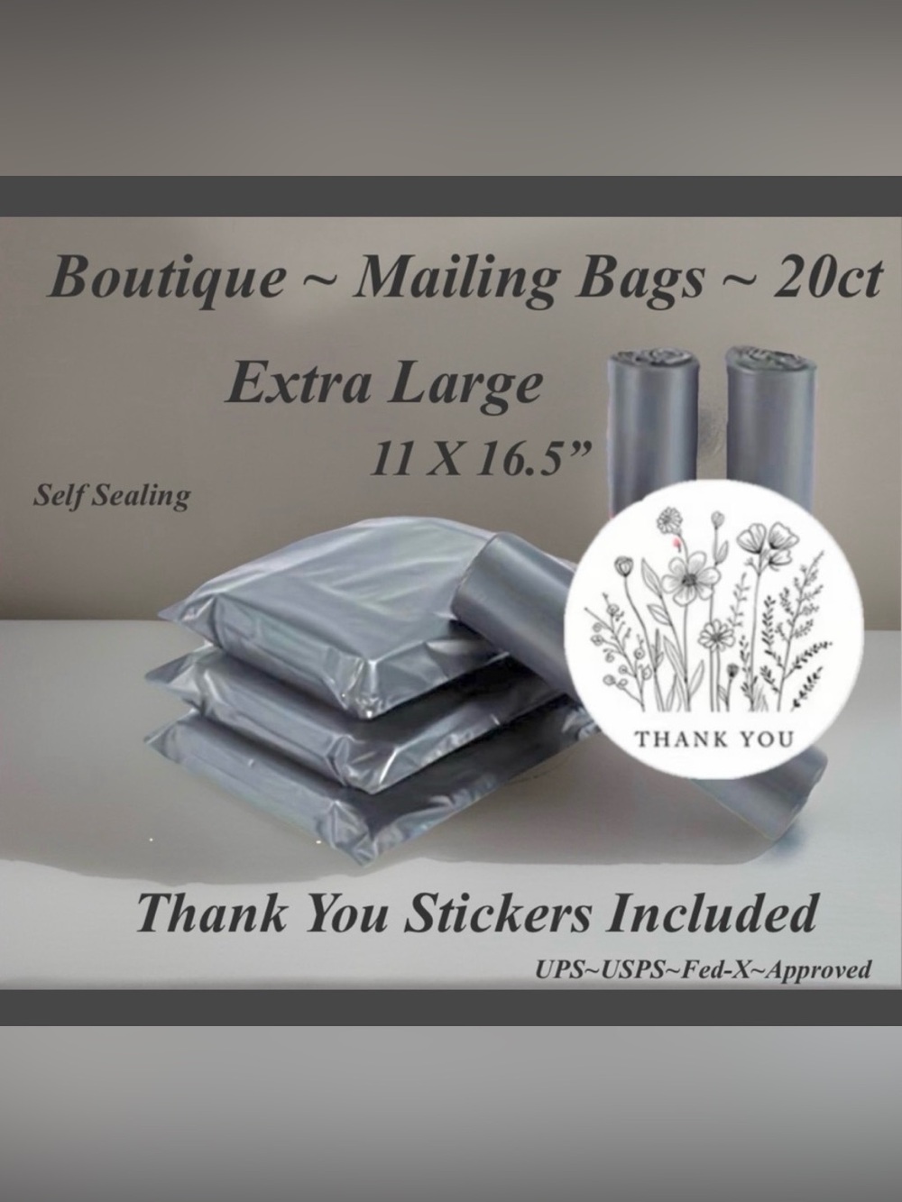 Ex. Large Poly Mailing BagsW/Thank You Stickers 20ct Bags & 20ct Stickers 〰️🆕〰️